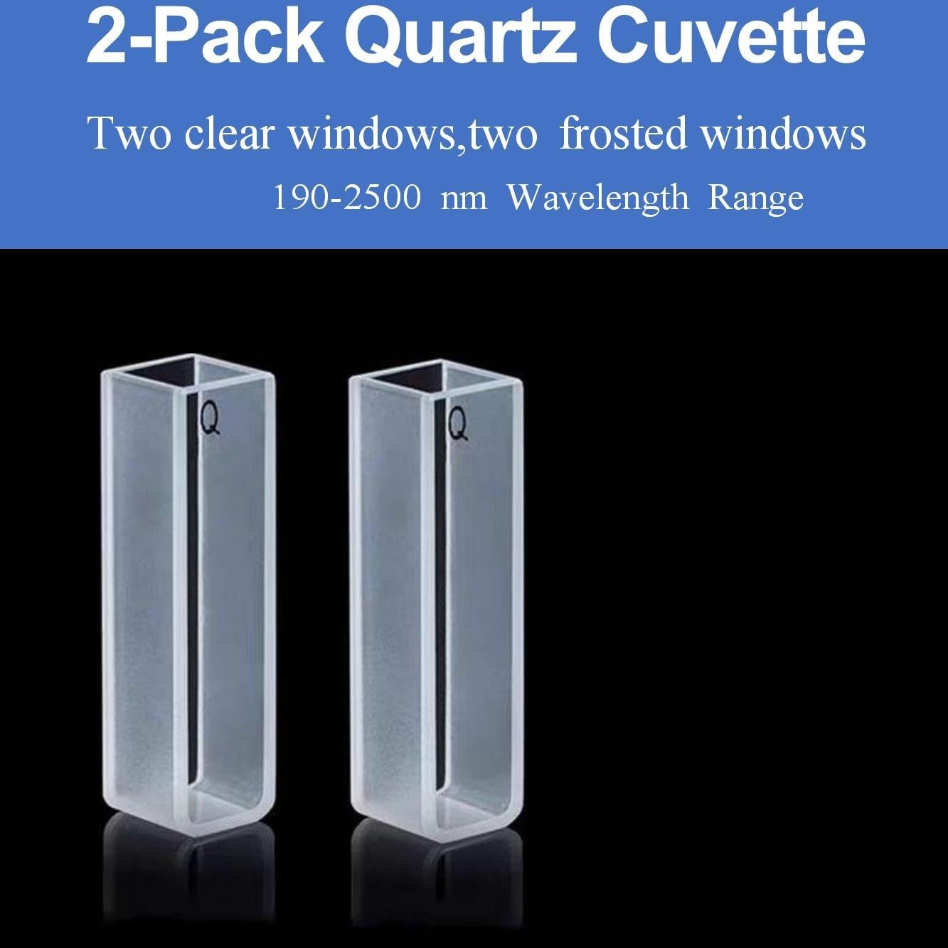 Quartz Cuvette Set: 2 x 10 mm, 3.5 ml, 190-2500 nm for Accurate Analysis