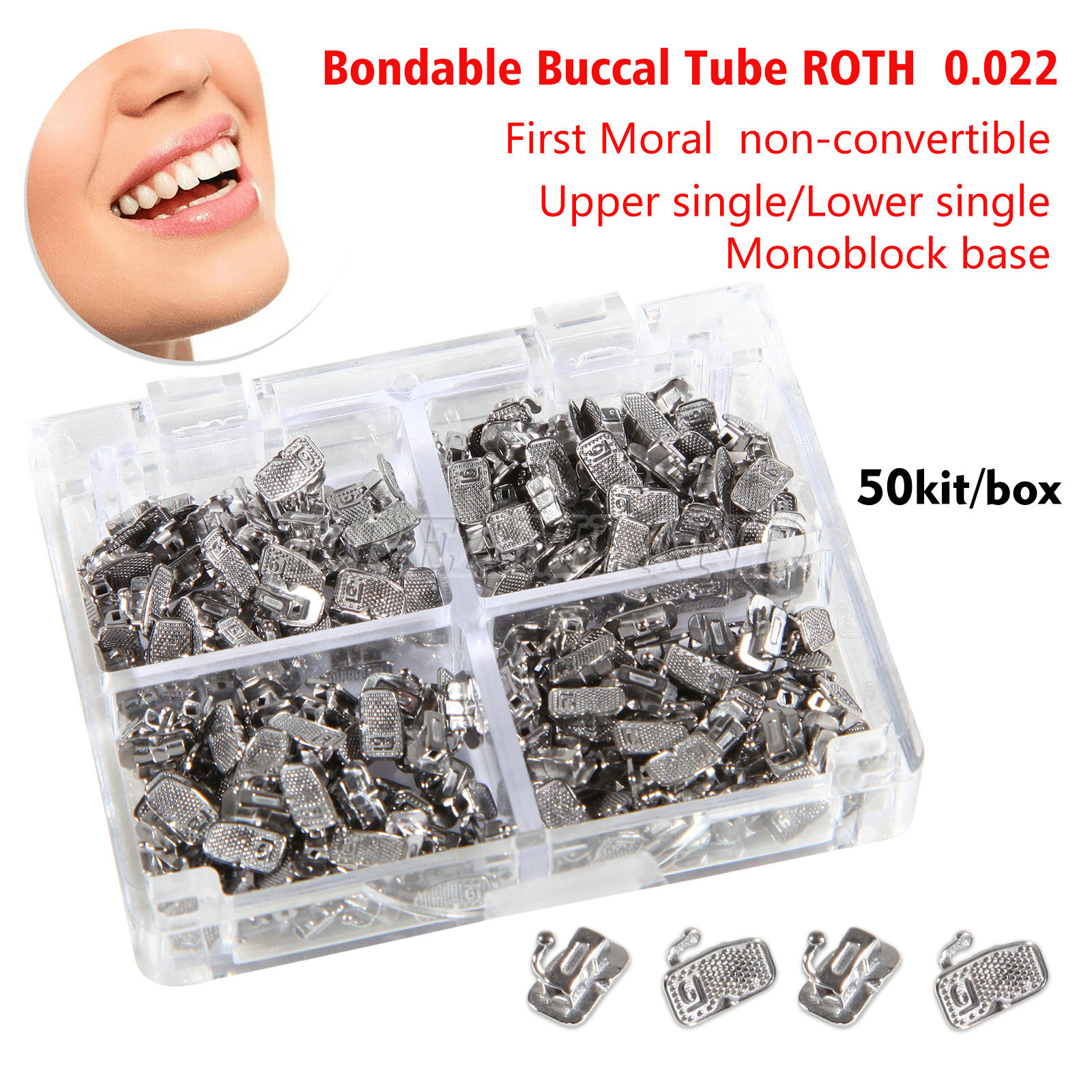 Dental Bondable Monoblock Non-Convertible Single Roth 022 Buccal Tube ZU