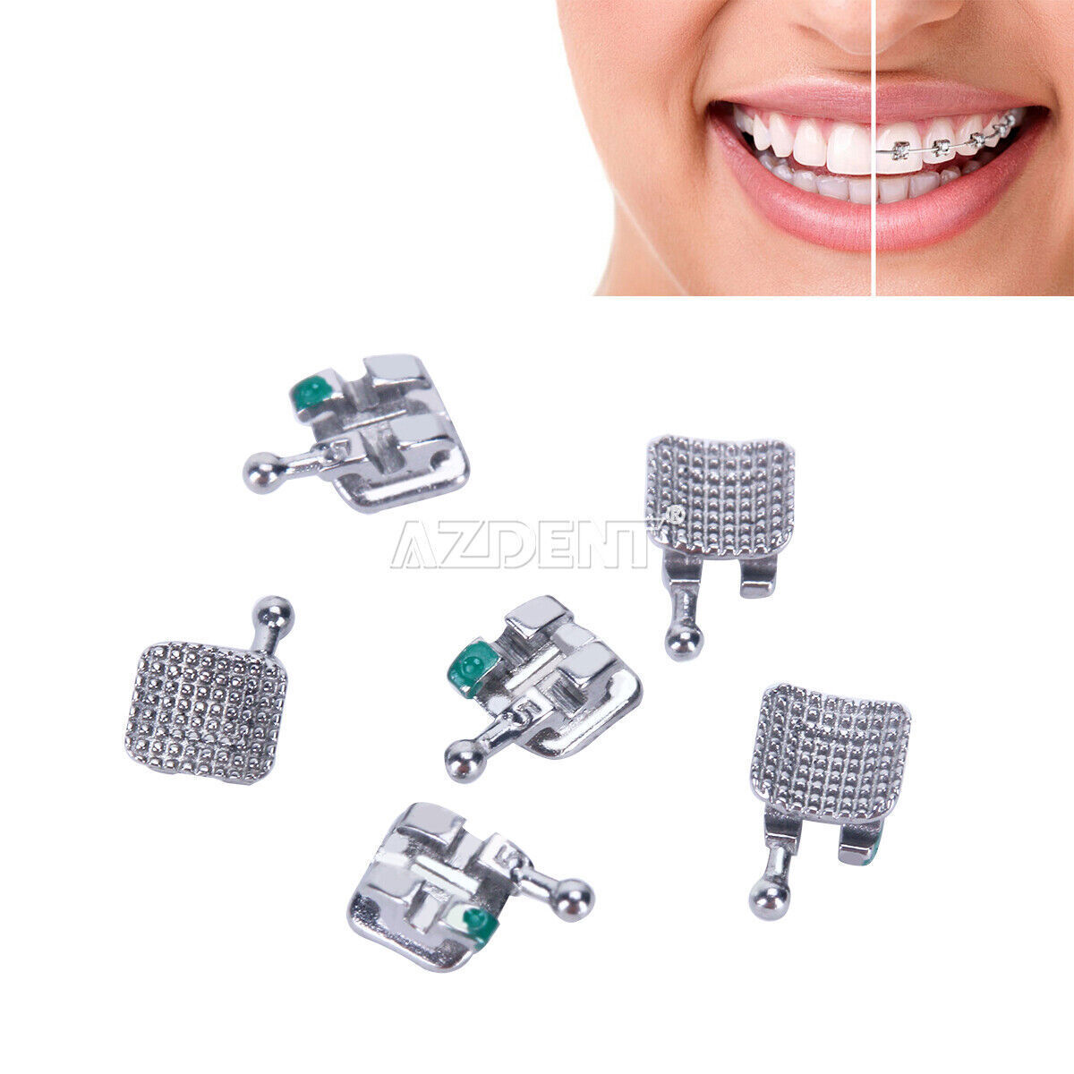 Dental Orthodontic Metal Brackets Braces Mini MBT Roth 022 Hooks 345 AZDENT