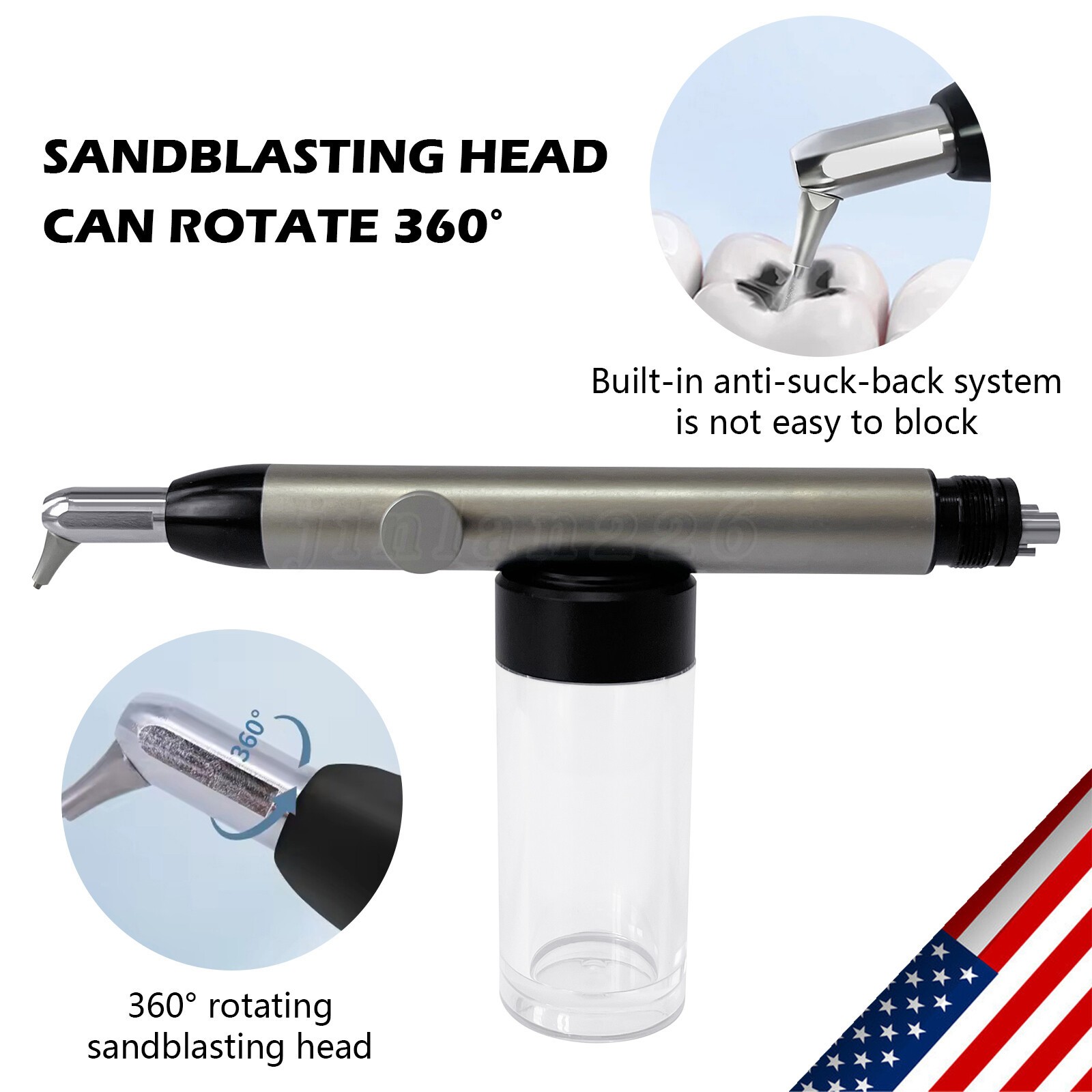 Dental Aluminum Oxide Micro Blaster Air Polisher Abrasion Microetcher w/ Water