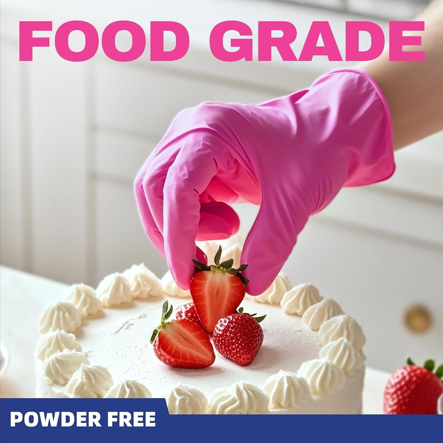 100Ct Hot Pink Nitrile Gloves – 4Mil, Powder-Free, Latex-Free for Multiple Uses