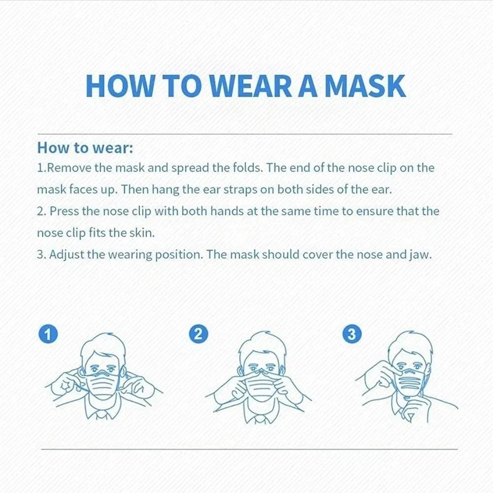 Face Mask 100PCS Adult Black Disposable Masks 3-Layer Filter Protection