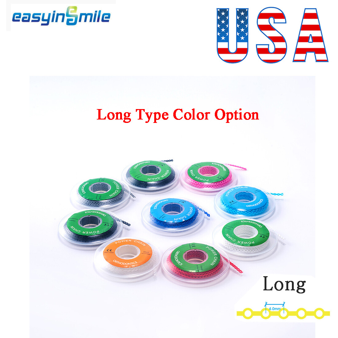 15feet Dental Orthodontic Elastic Chain ortho braces Power Chains 10Colors L/S/C