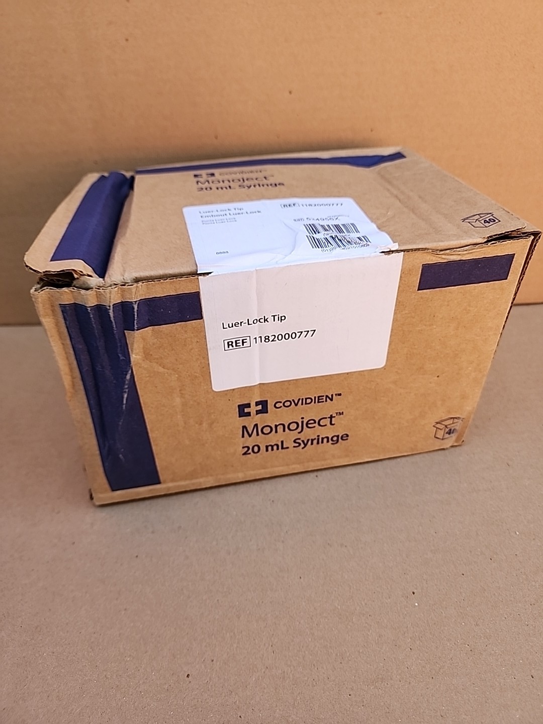 Covidien Monoject 20ml Syringe Only, Luer-Lock Tip, 40/Box, Ref#1182000777, New!