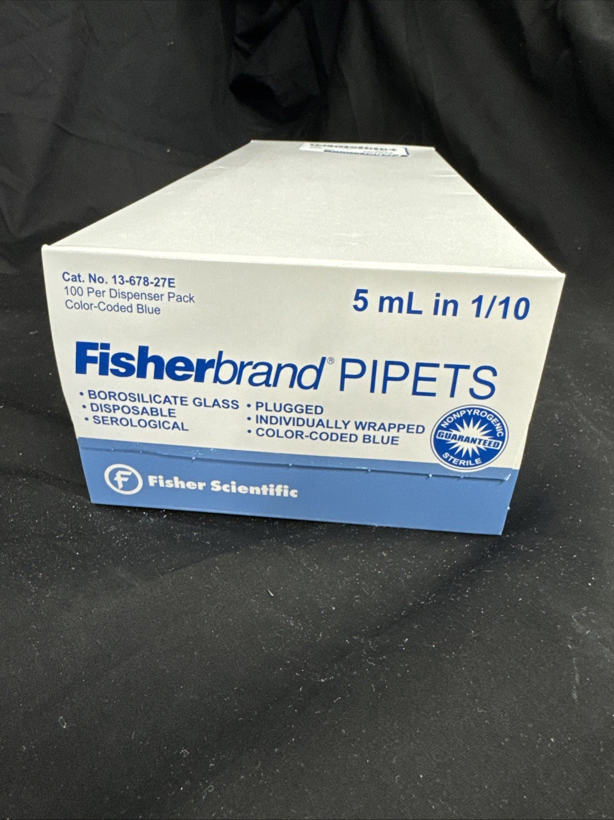 FisherBrand 5mL Borosilicate Glass Serological Pipettes Blue Sterile Qty 389
