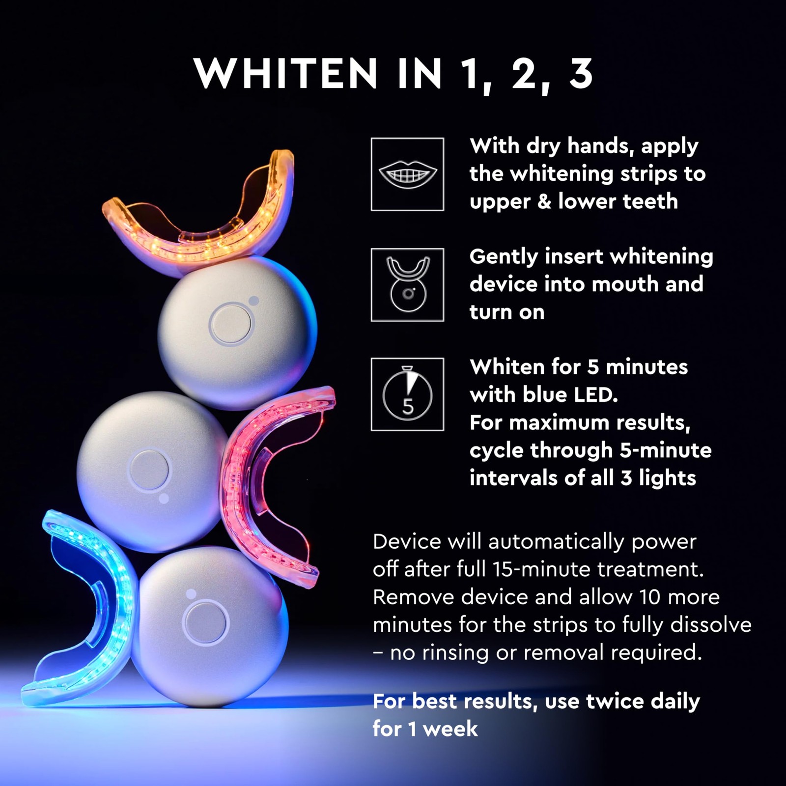 MOON Teeth Whitening Kit, Platinum Whitener 1 Count (Pack of 1), Black