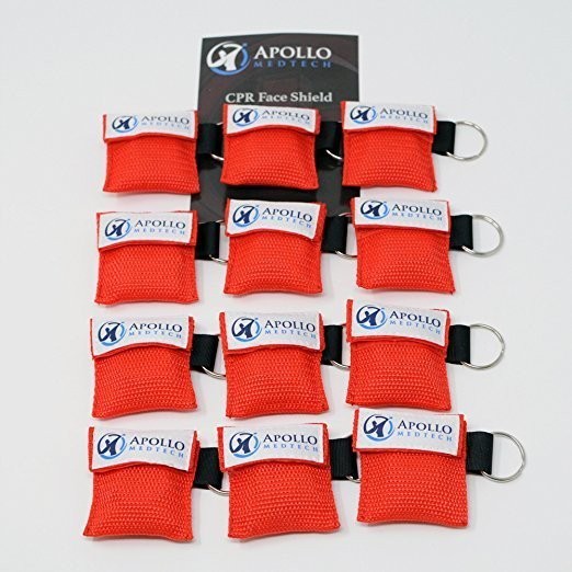 12 pack – Key Ring CPR Mask – Emergency Face Shield with One-way Valve