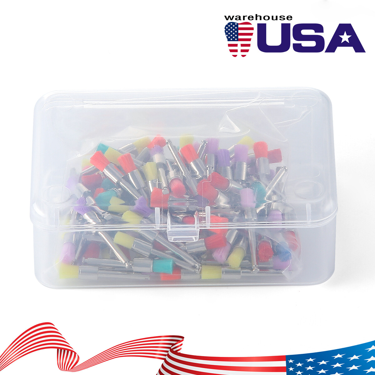 100pcs/Pack Dental Nylon Polishing Polisher Prophy Brushes Flat Latch Type RA