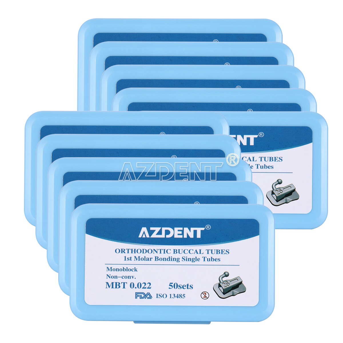 50Sets AZDENT Dental Orthodontic Buccal Tubes 1st Molar MBT.022 Bondable Tube