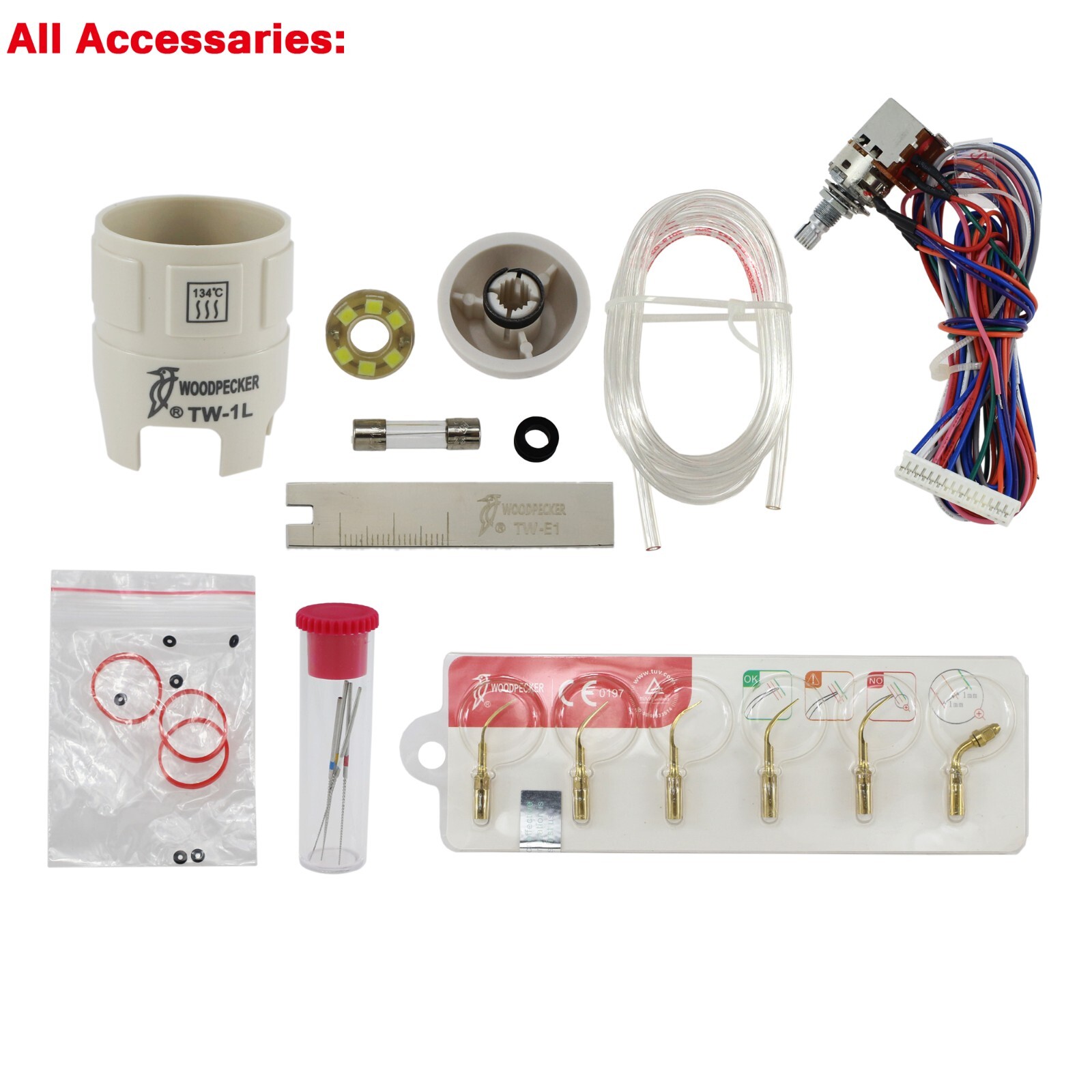 Woodpecker Dental Ultrasonic Scaler HW-5L Handpiece Piezo Tips G1 P1 UDS-N3 LED