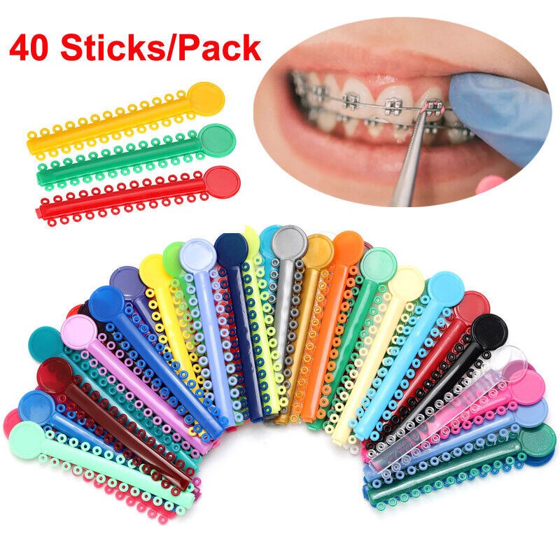 Dental Elastic Ligature Ties Rubber Band Single/Double Assorted Color 1040/320Pc