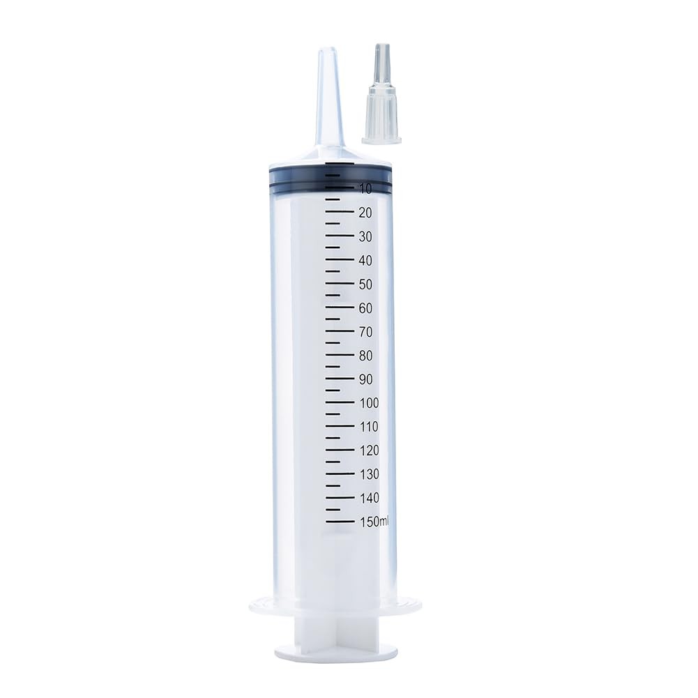 150ml Syringe with Tip Adapter, Large Plastic Individually Packaged…