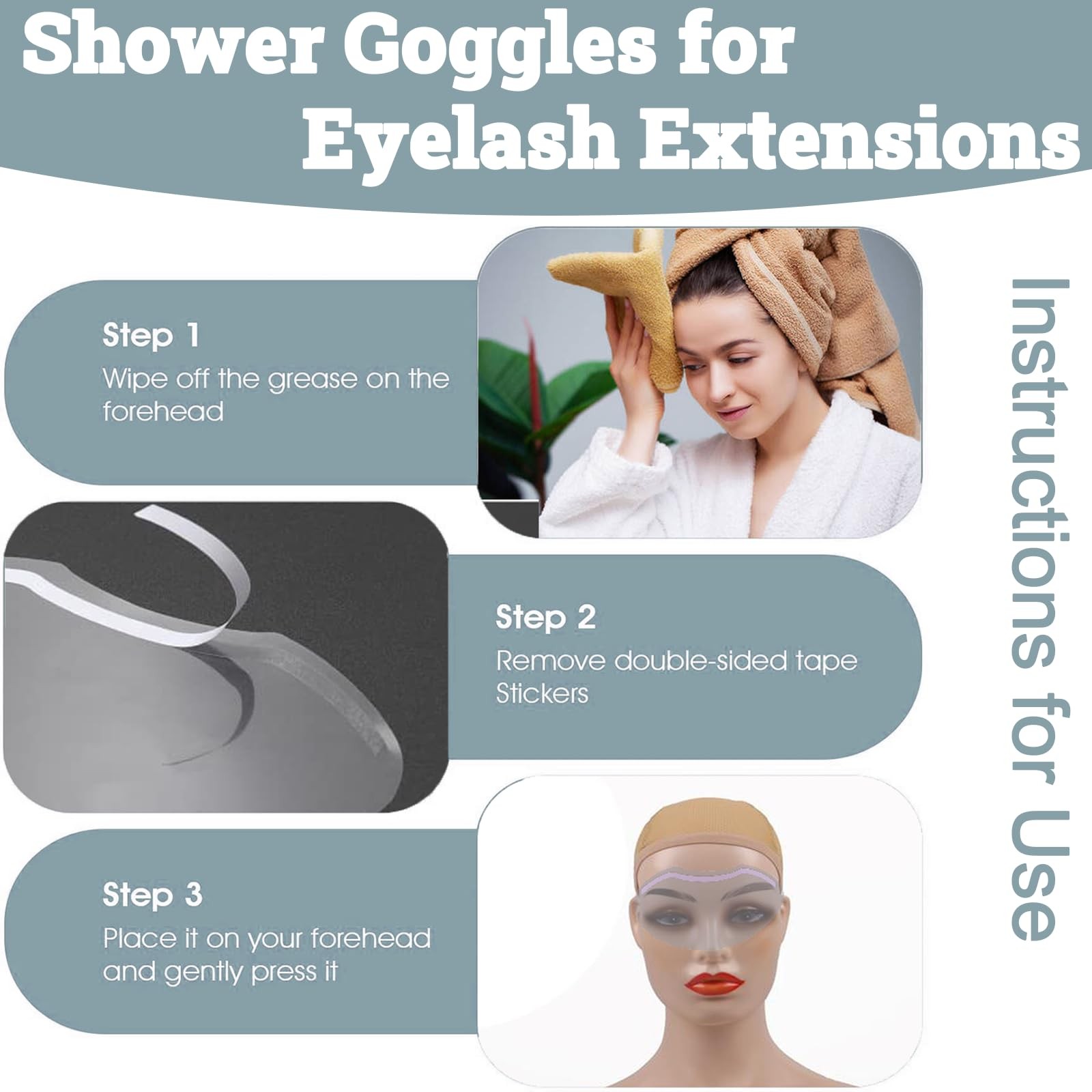 QIOOLEEO 50 Pcs Disposable Shower Face 1 Count (Pack of 50), Clear Eye Patch