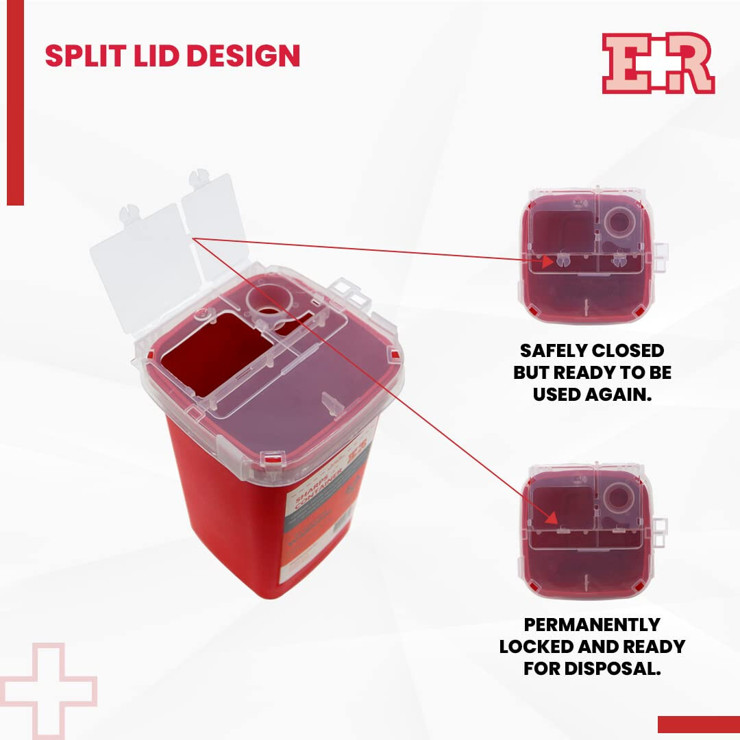 Ever Ready EVR202 Sharps Container Waste Disposal 1 Quarts / 32oz – RED