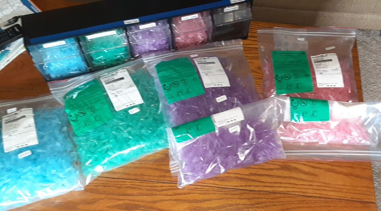 VWR lot of (4000++++++) 0.5ml multi color tubes w/Snap Caps and a 5 bay Tilt BiN