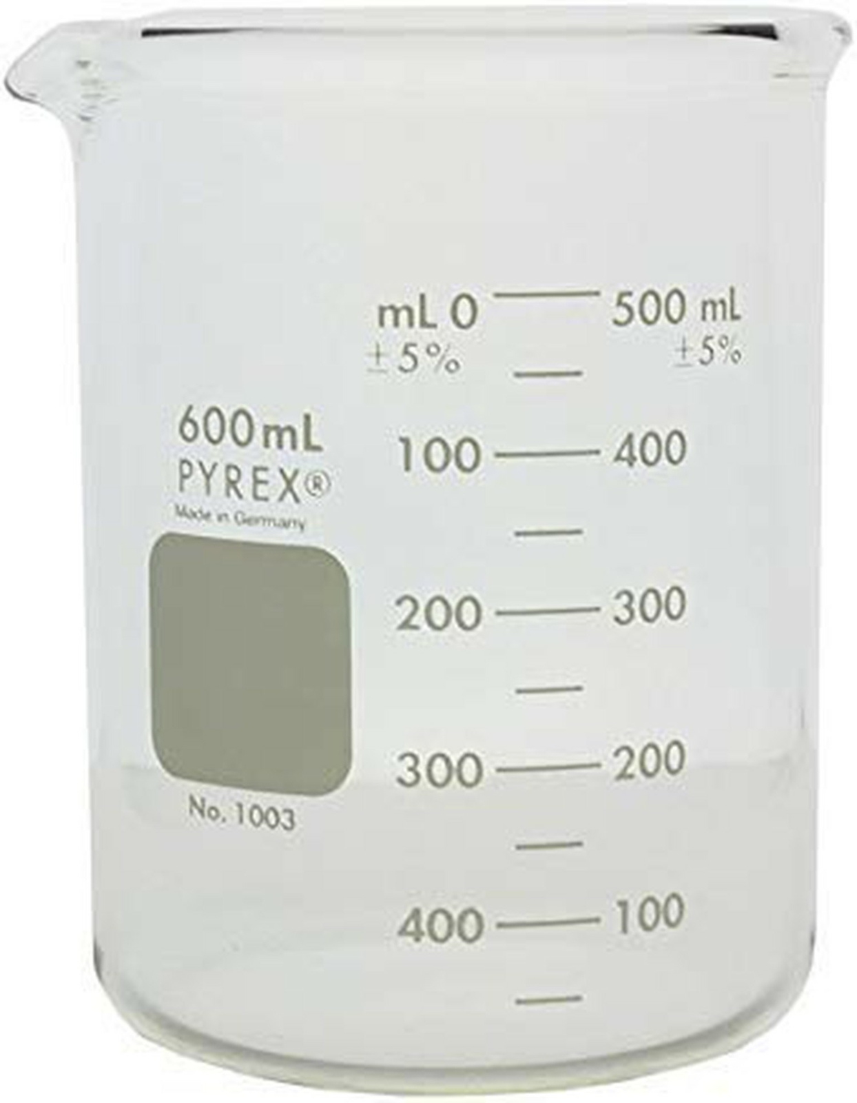 600ml Glass Beaker, Griffin Low Form, Heavy Duty, PYREX 1003-600 (Single)