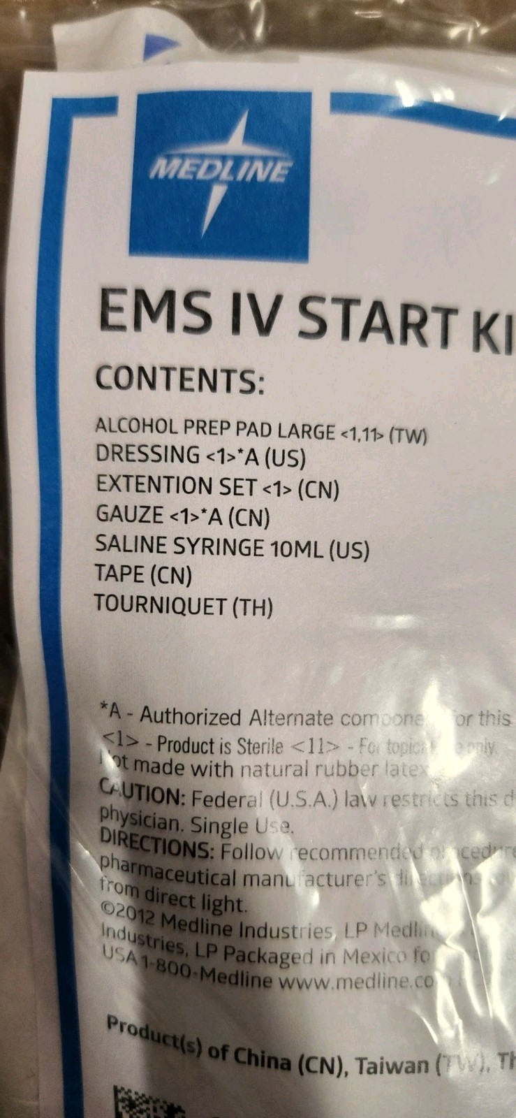Medline EMS IV Start Kit x2 DYNDENMS1001 Emergency Medicine Supplies