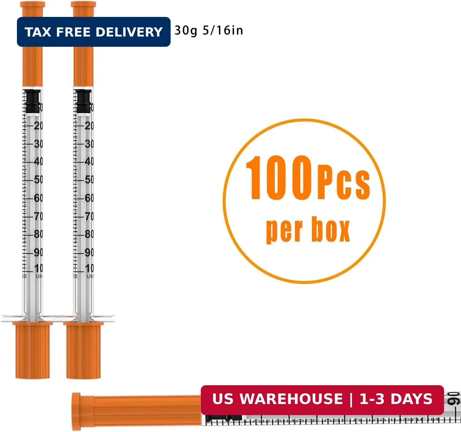 1ml/cc 30G 5/16″ (8mm), 100 Pack