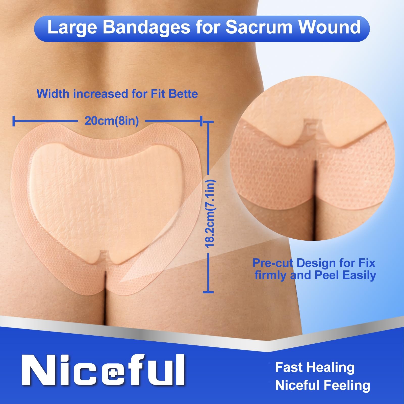 Sacral Foam Dressing 7.1″ x 8″ (10 Count), Sacrum Silicone 7″ x PCS)