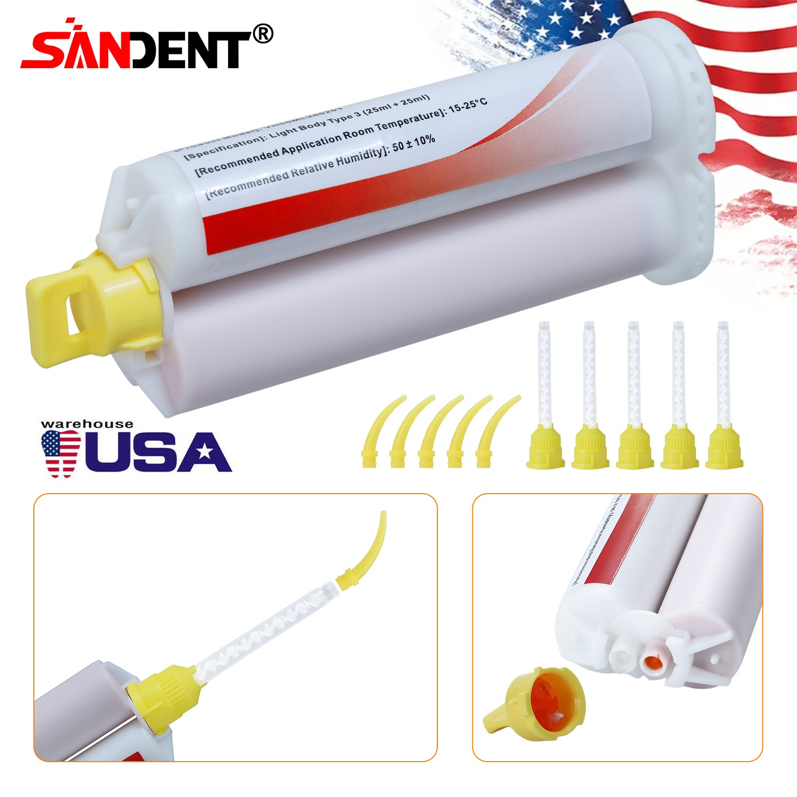 New Dental Impression Material Light Body Fast Rapid Set VPS 50 ml Cartridges