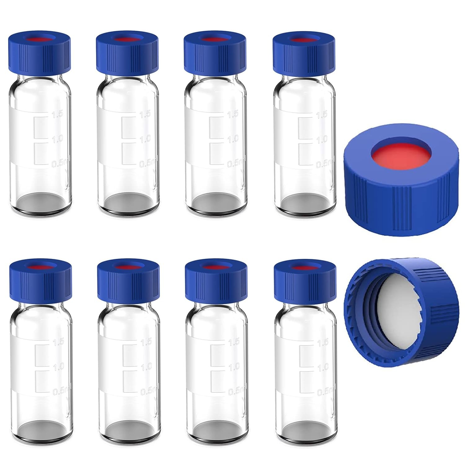 1000Pcs 2ml Autosampler Vial Glass Sample vials Lab Vial HPLC GC w/ Screw Caps
