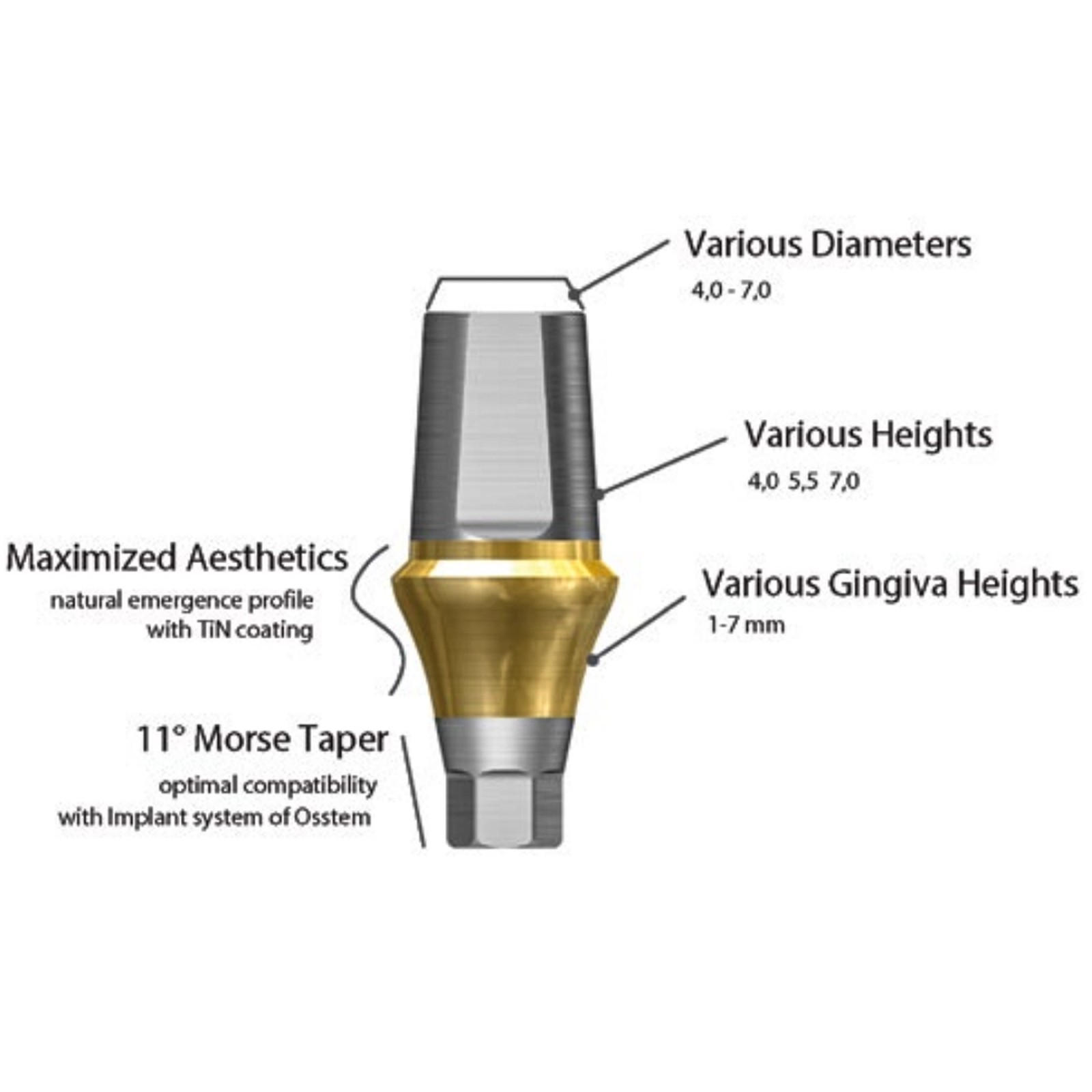 US Dental Osstem TS Hiossen ET Transfer Abutment Hex MINI/Regular