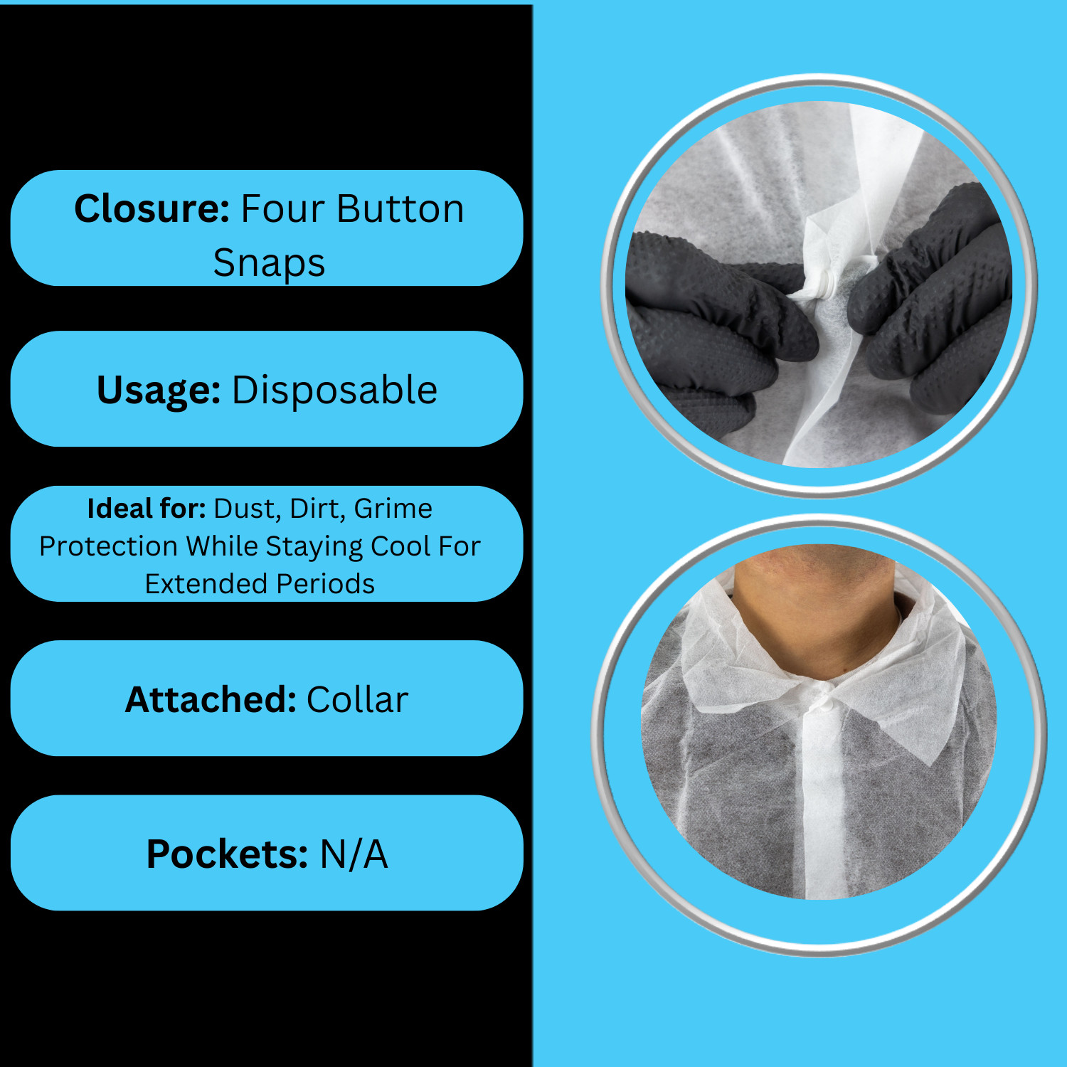 25-50 Disposable Polypropylene Coveralls w/Hood and Boot Elastic Wrists/Ankles