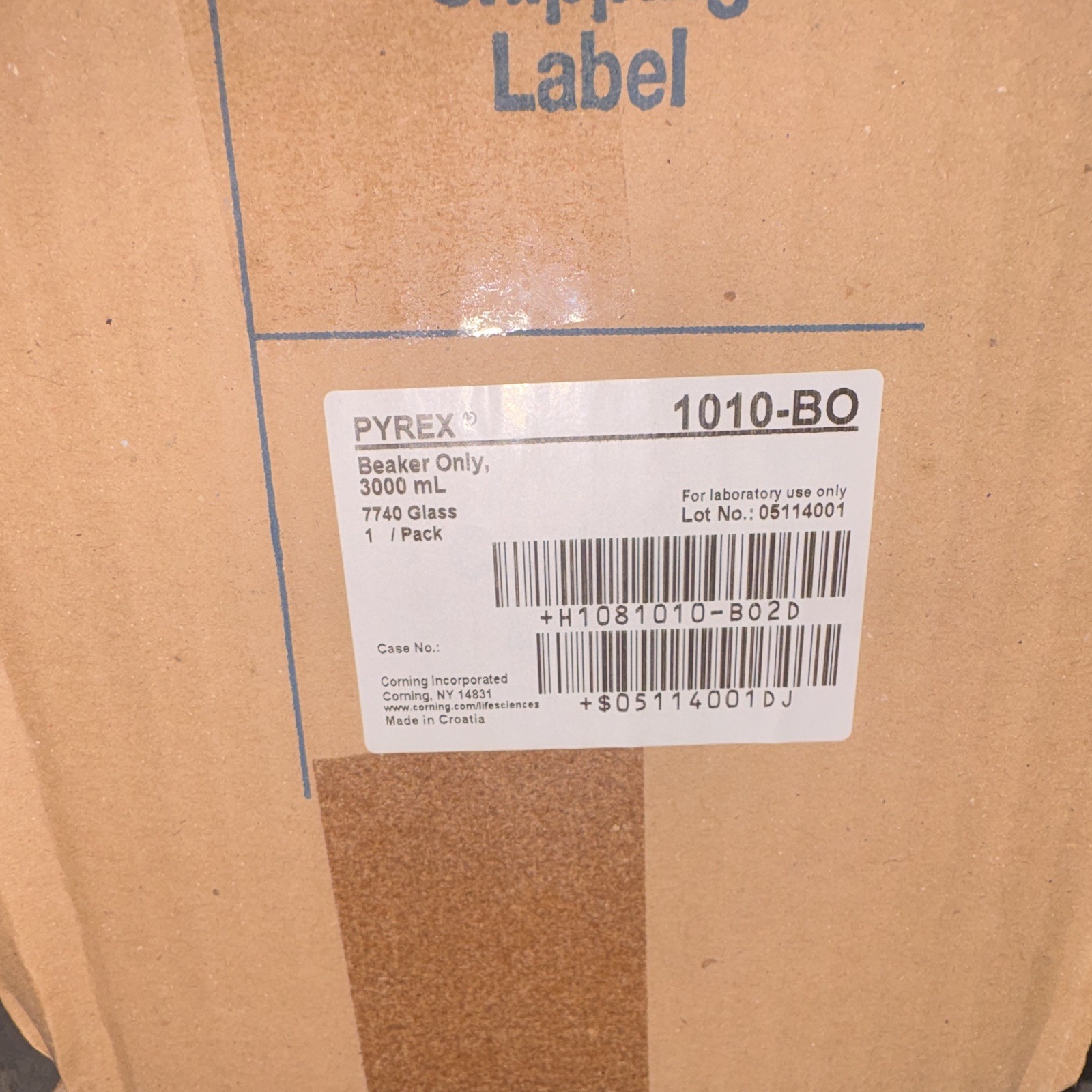 Corning PYREX Glass Lab Beaker 3000 mL Physical Laboratory Model 1010-BO