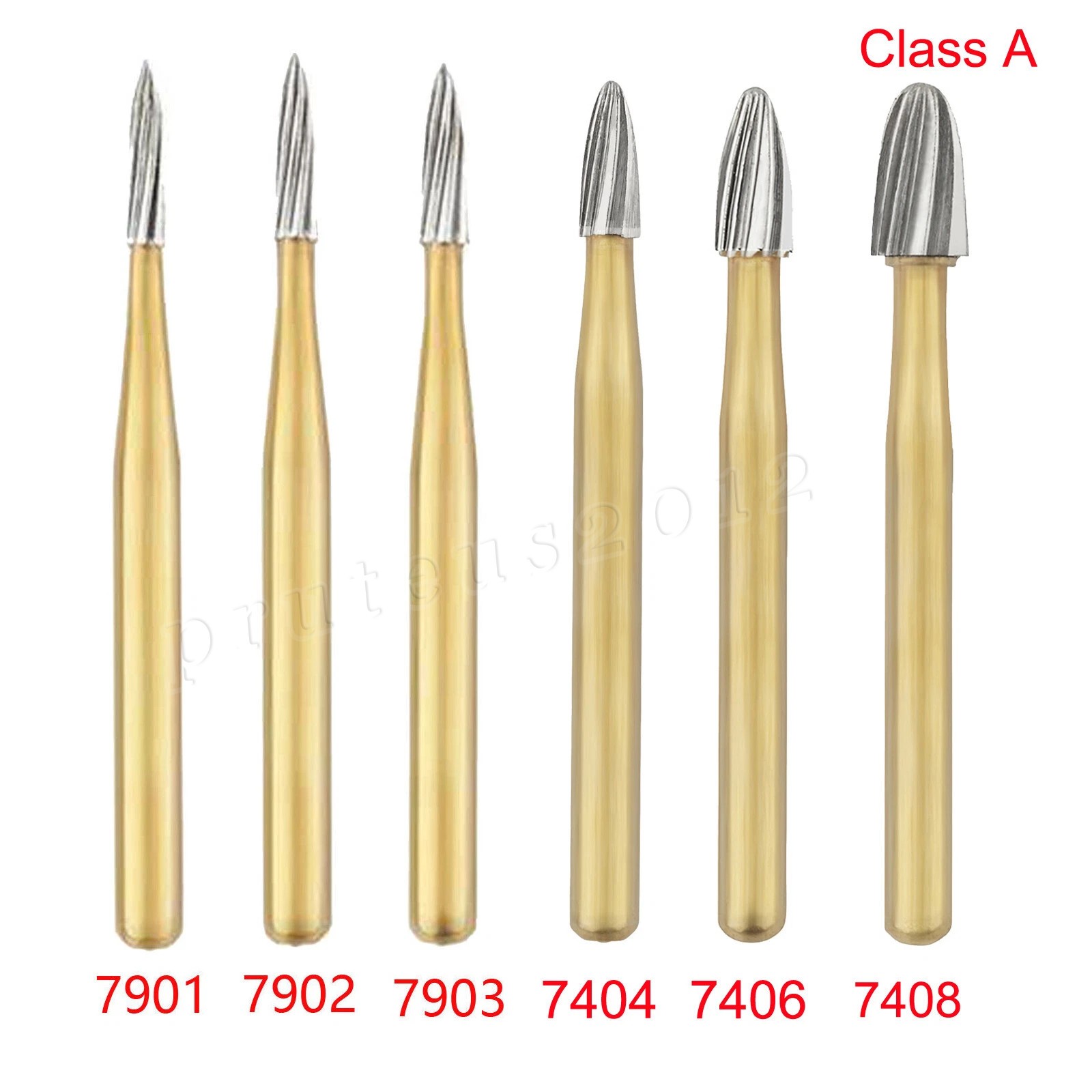 10*Tungsten Carbide Gold Burs Trimming Finishing FG7901 /7902/ 7406 /7408 Dental