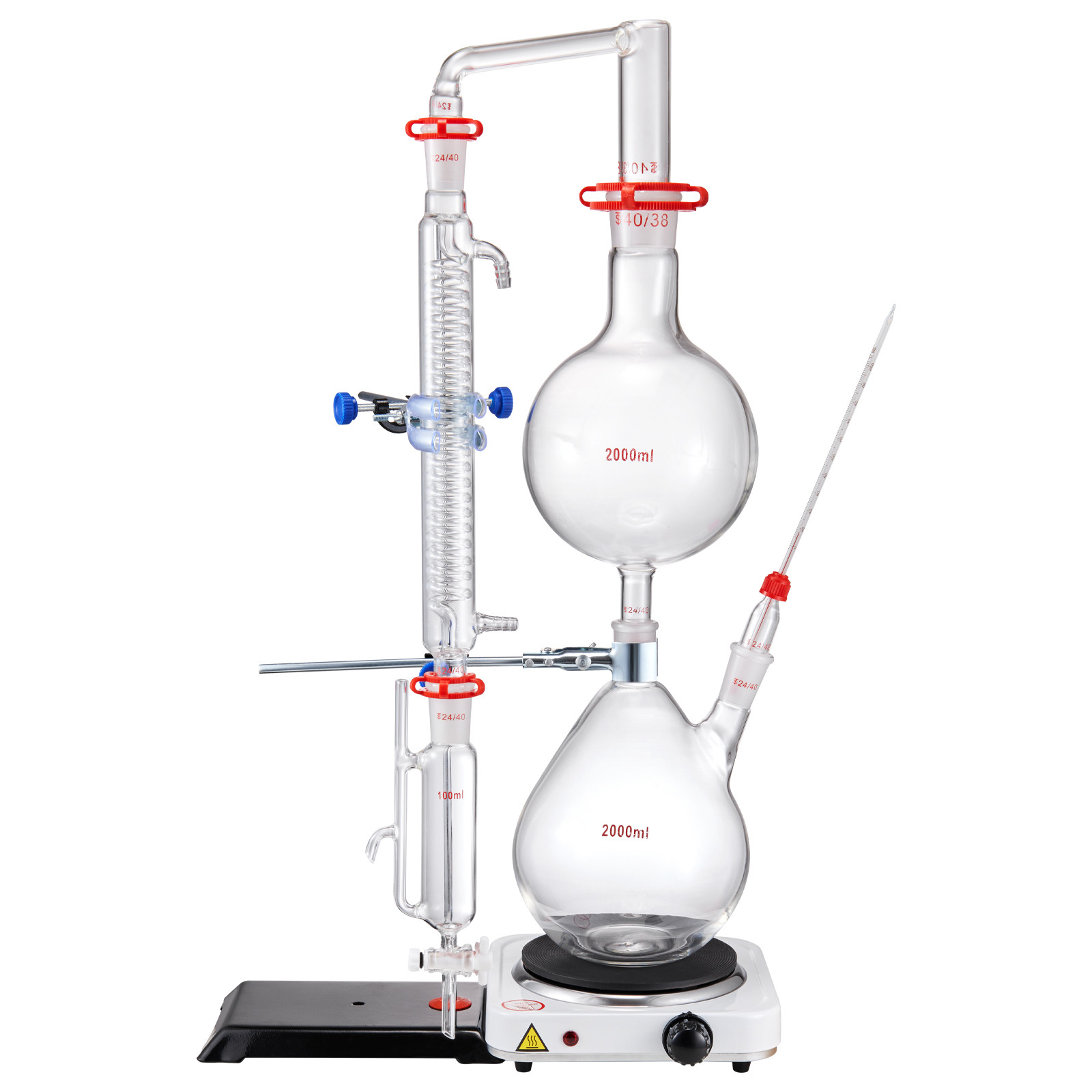 VEVOR 2L Essential Oil Steam Distillation Kit Distillation Apparatus 28 pcs Set