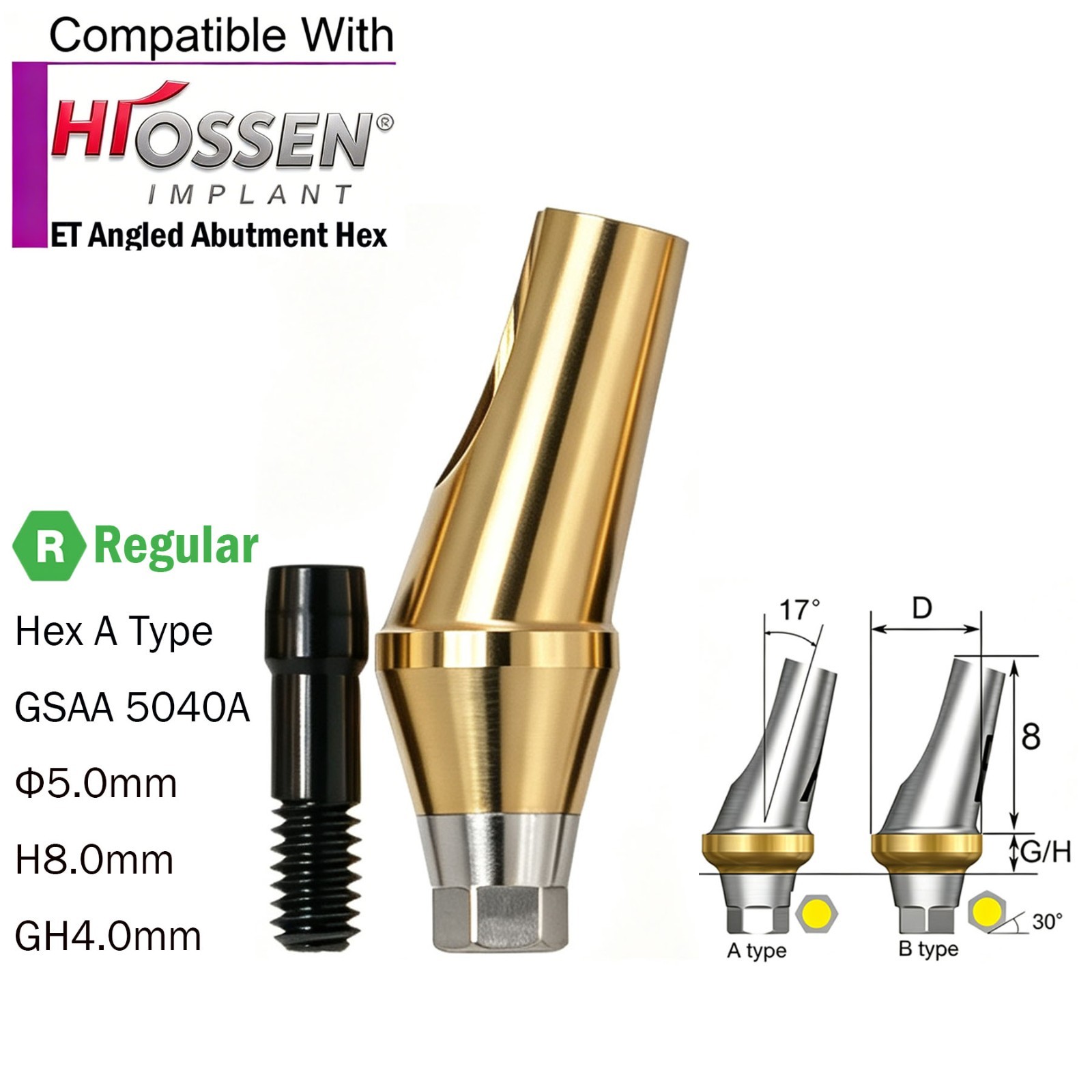 US Dental Angled Abutment 17° Titanium fit Osstem TS/Hiossen ET