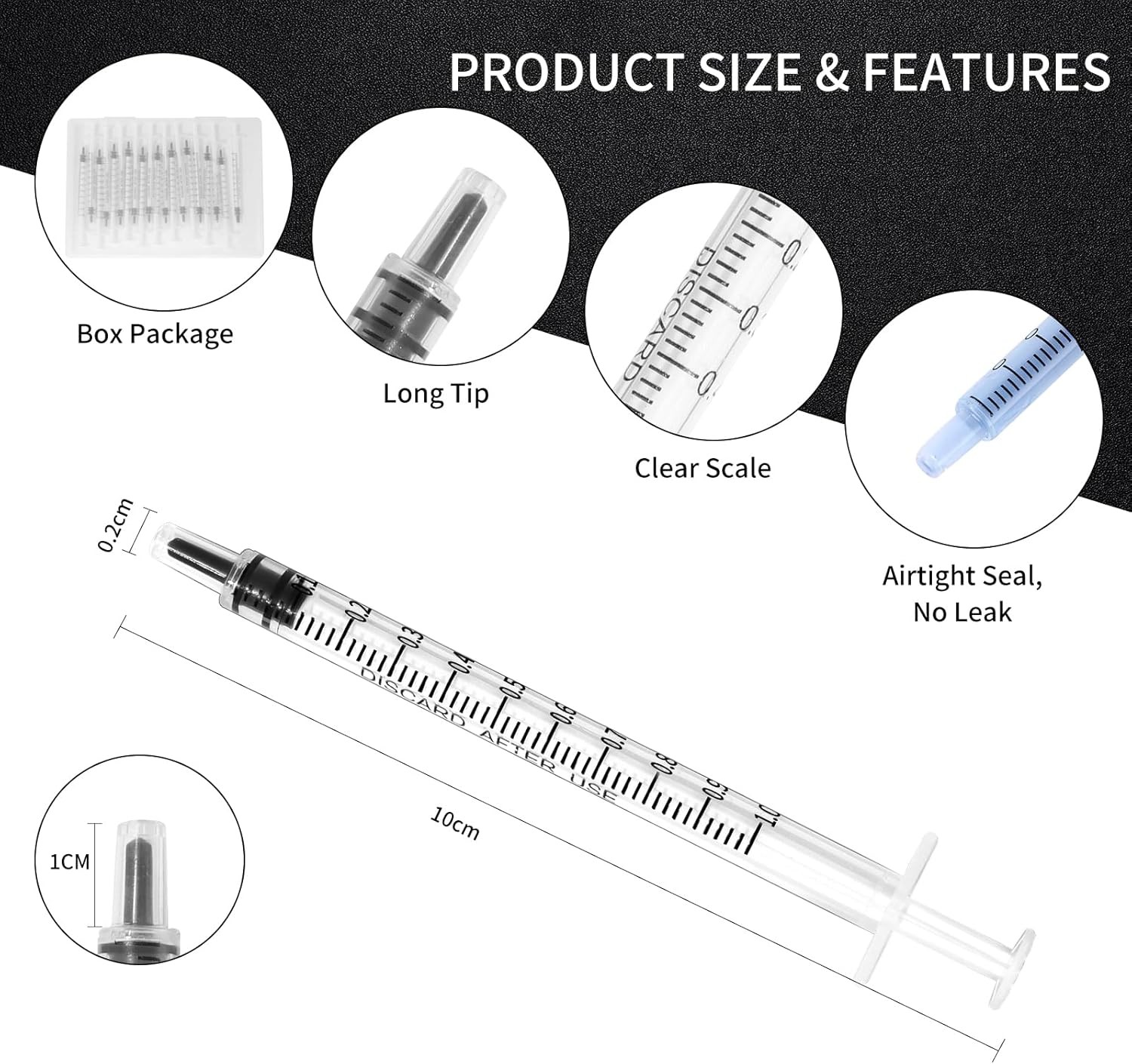 20 Pack 1ml Syringe for Liquid, 1cc Plastic Small Syringes for Scientific Labs,