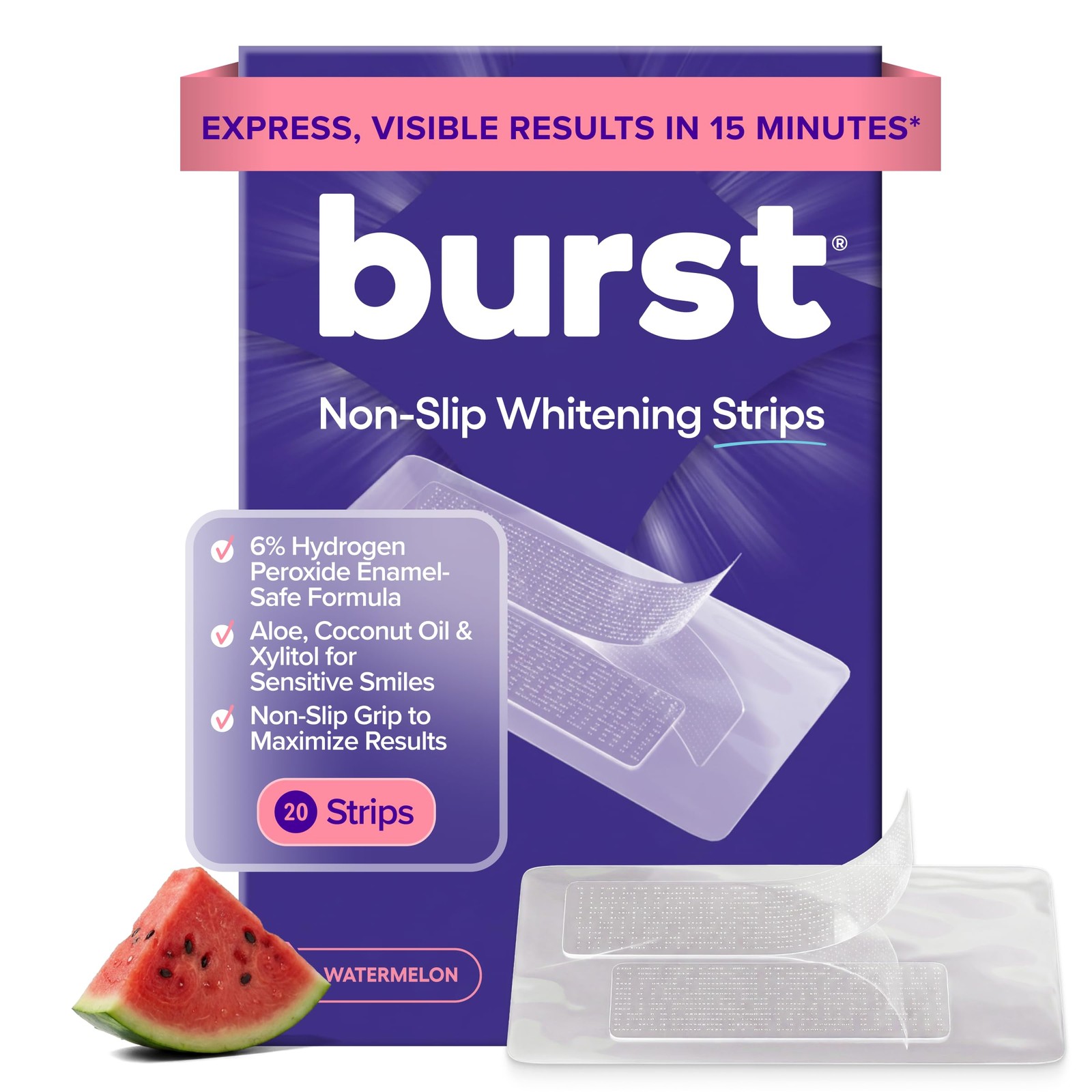 BURST Sensitive Teeth Whitening Strips (Watermelon) | 20 20 Count (Pack of 1)