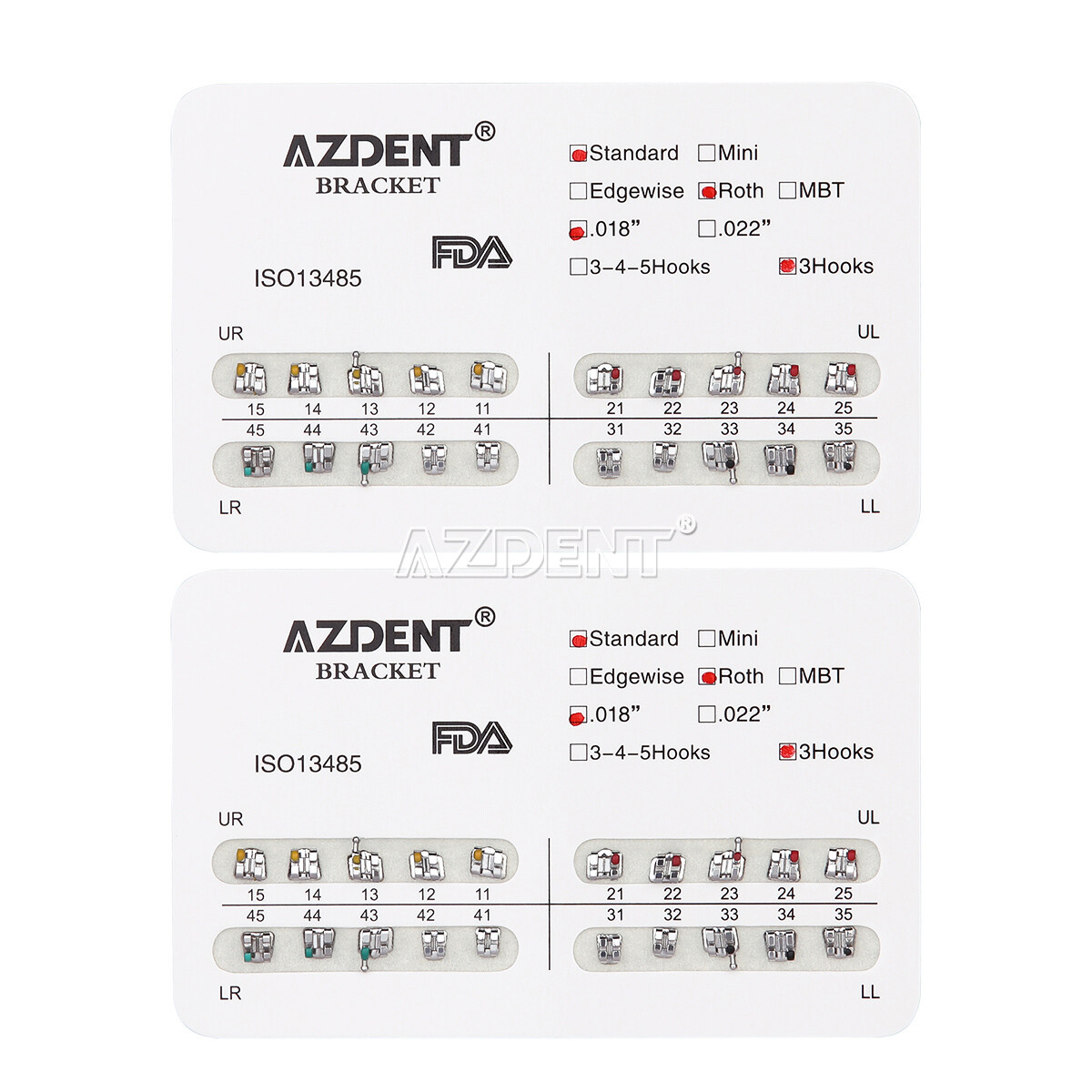 20X AZDENT Dental Orthodontic Bracket Braces Mini Standard Roth MBT 018 022 FDA