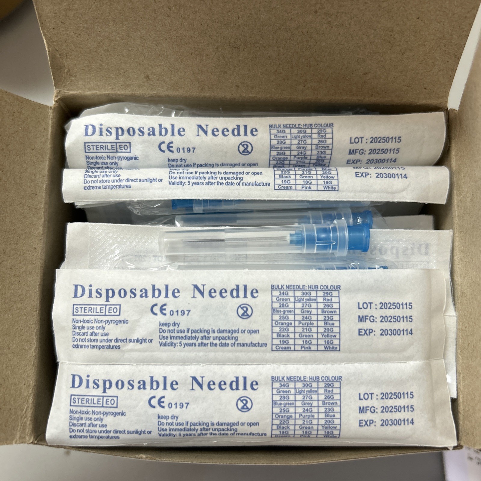 Disposable Hypodermic Tips 23G x 1” Sterile EO 100 Count Lab Use