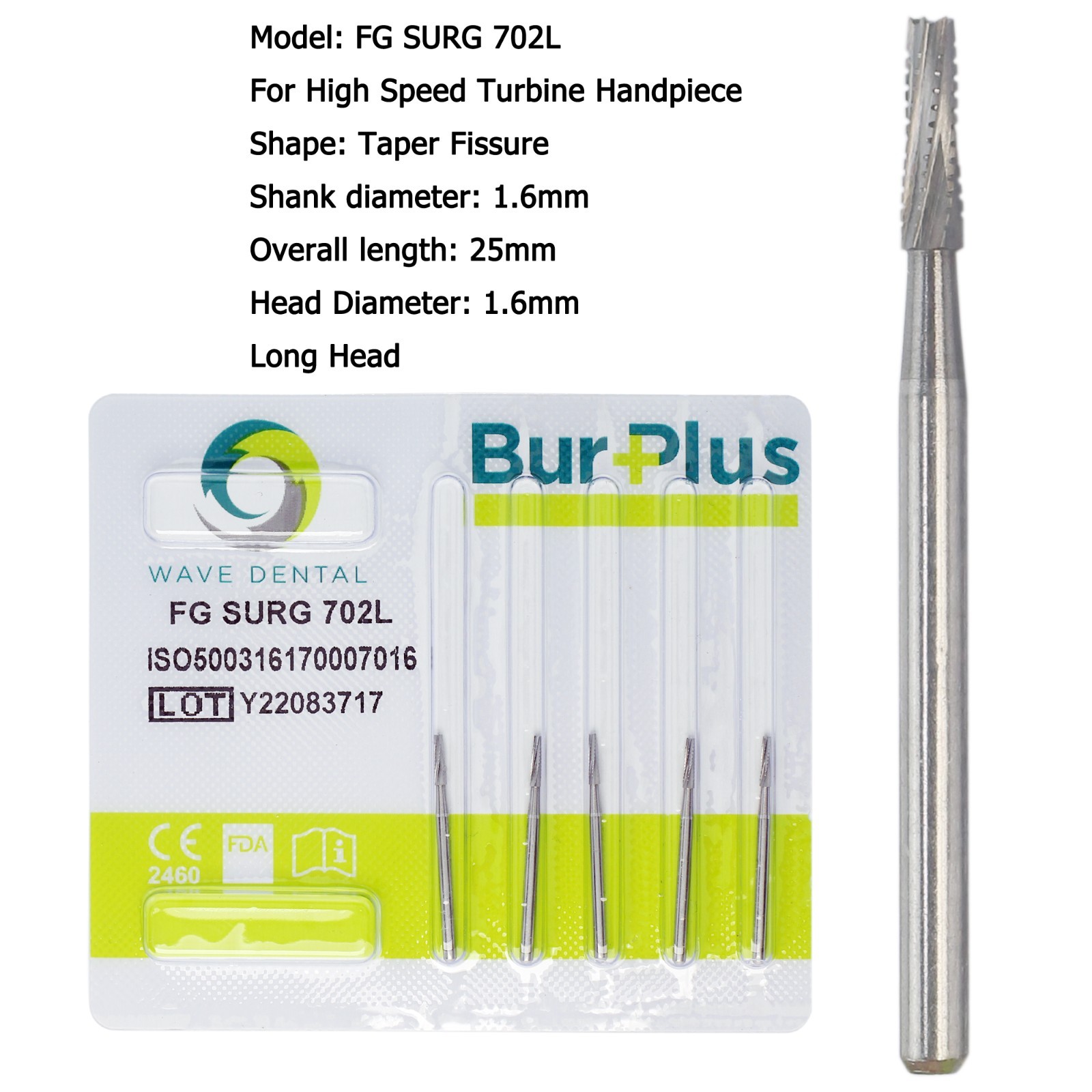 Wave Dental Surgical Carbide Burs 557 557L 702 701 Long High Speed Friction Grip