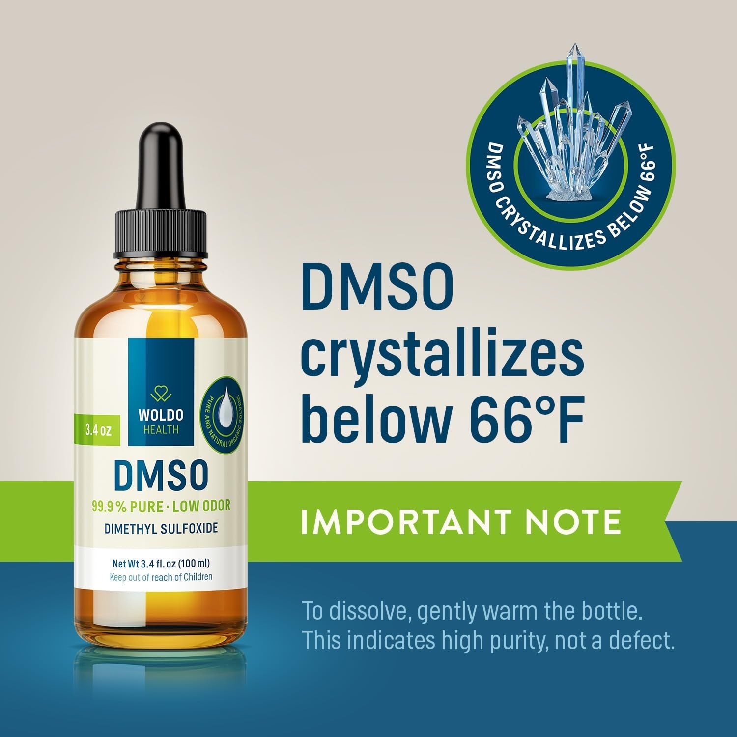 DMSO (Dimethyl Sulfoxide) 99.9% Pharmaceutical Grade 3.38Oz – Glass Bottle wi…
