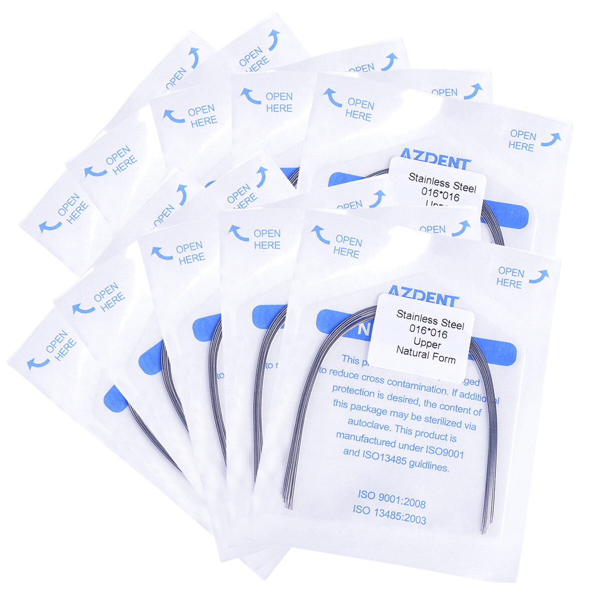 16 Sizes 10X Dental Orthodontic Arch Wire Stainless Steel Rectangular Natural AZ