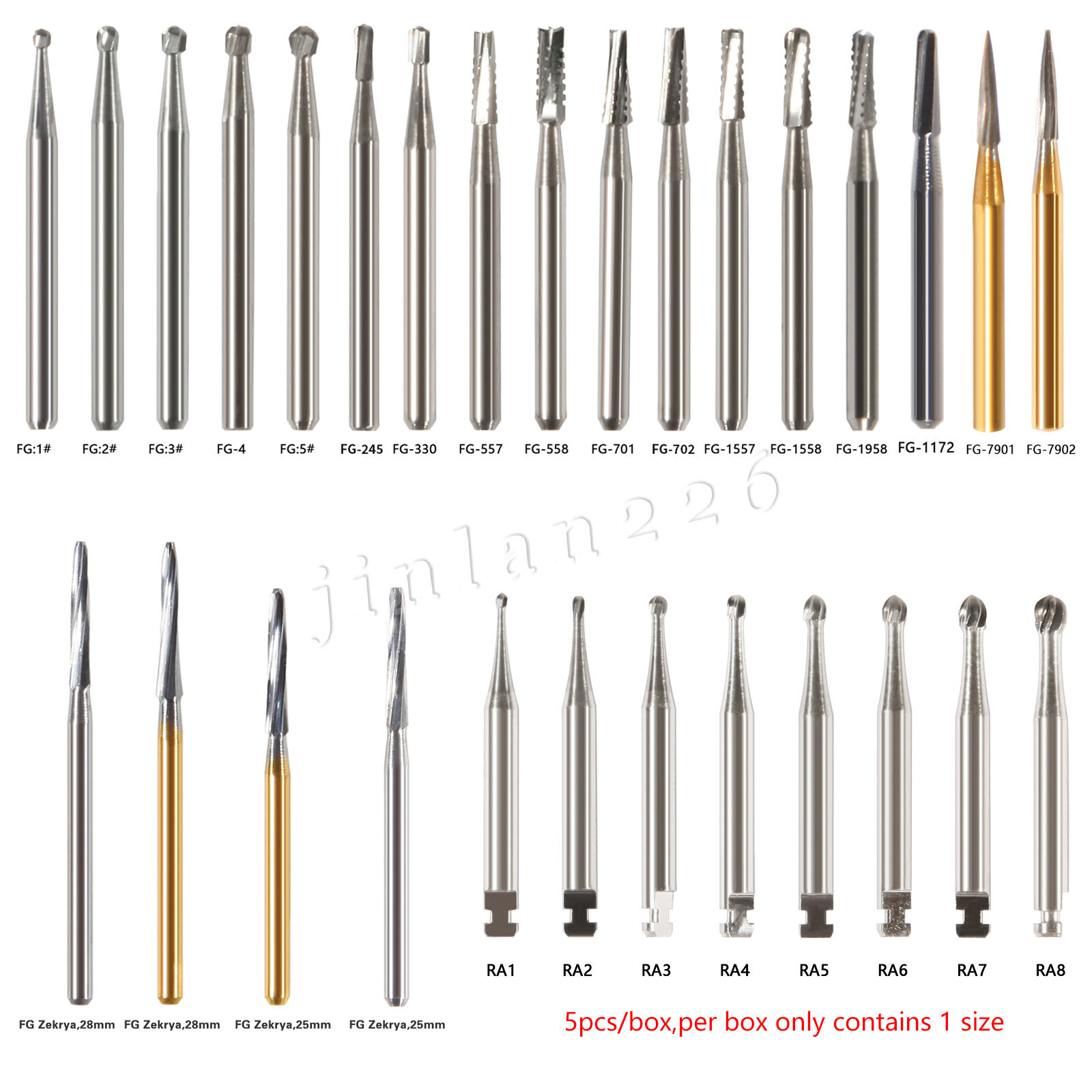 Dental Tungsten Carbide FG RA Round Burs High Speed Handpiece Steel Endo Drills