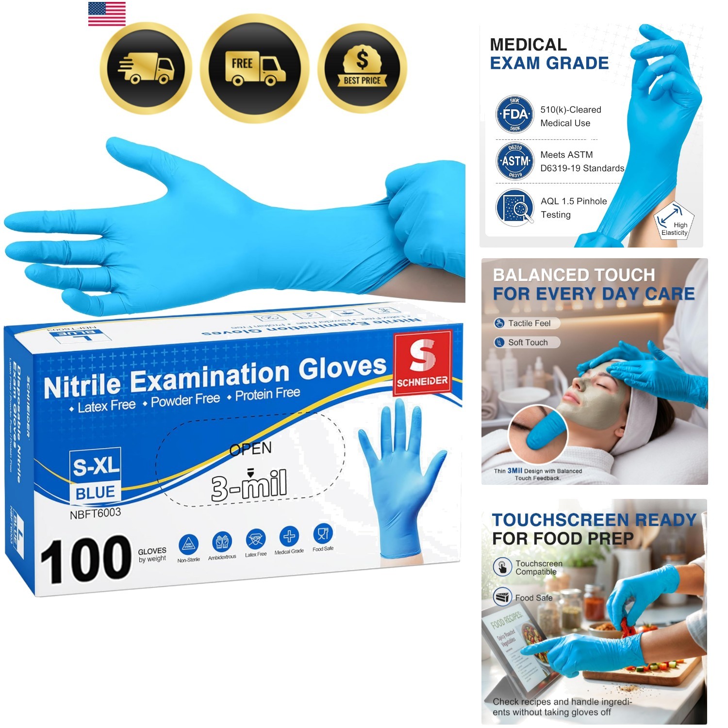 Nitrile Exam Gloves, Medical Grade Blue Disposable Gloves Latex Free, Rubber …
