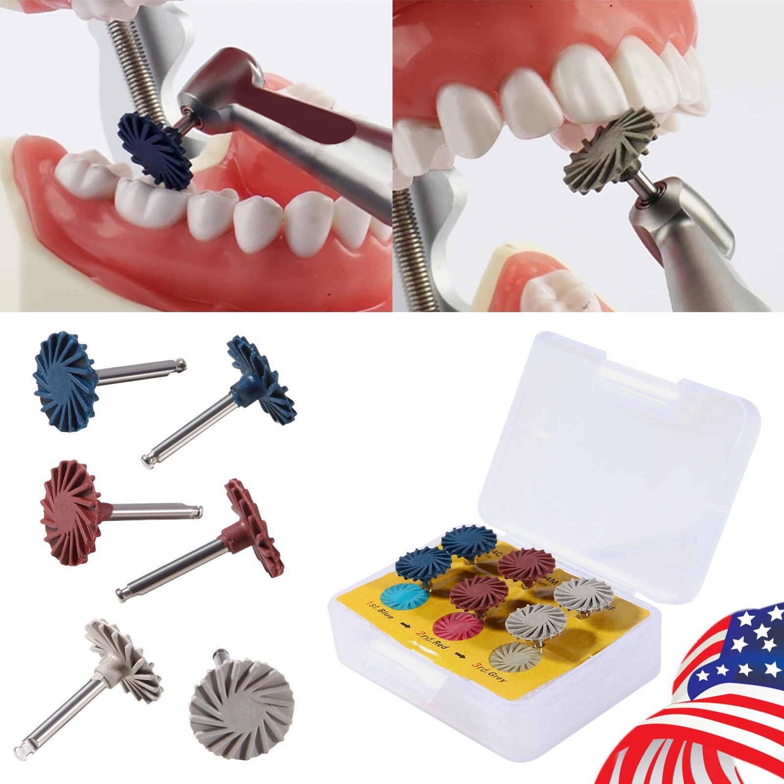 Dental Composite Polishing Kit Diamond RA Polisher Burs For Contra Angle 2.35mm
