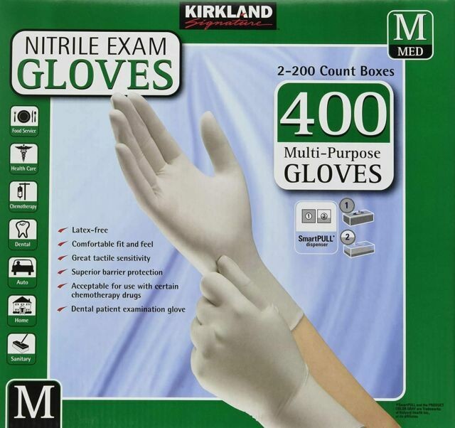 Kirkland Signature. Nitrile Exam Gloves, Medium. 400 Count