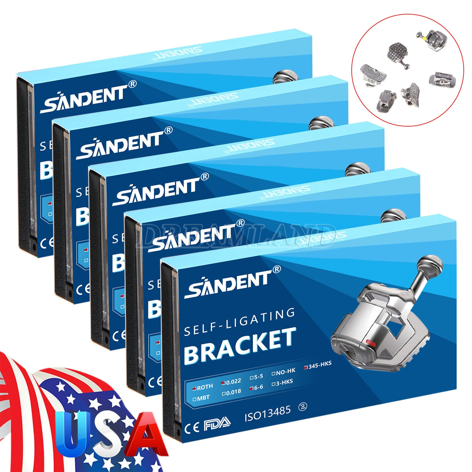 10 Packs Dental Orthodontic Bracket Braces Ceramic MBT 022 with 3-4-5 Hooks
