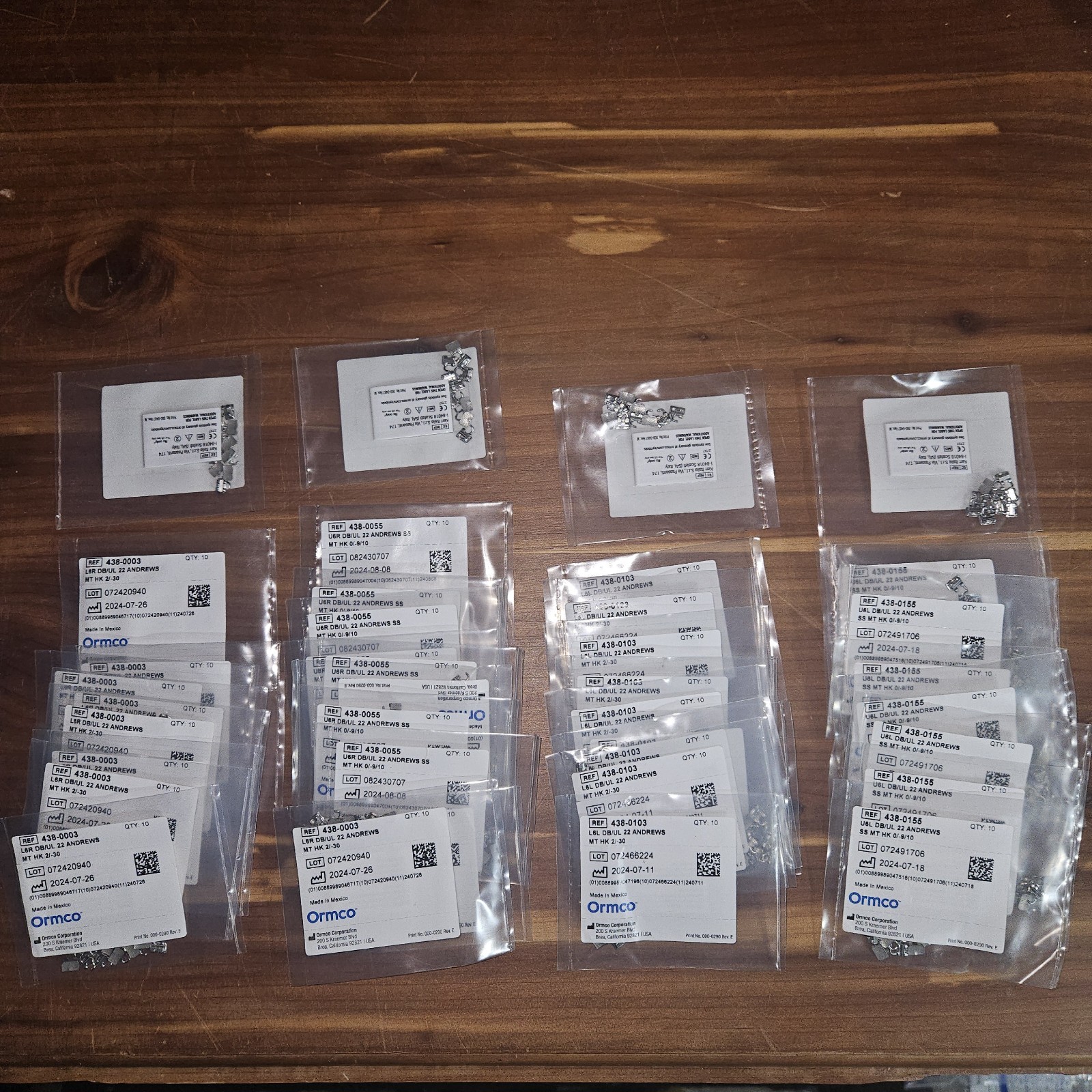 Ormco Orthodontic Surplus Lot 278 Packs Alias Bracket Alexander Archwire Tube