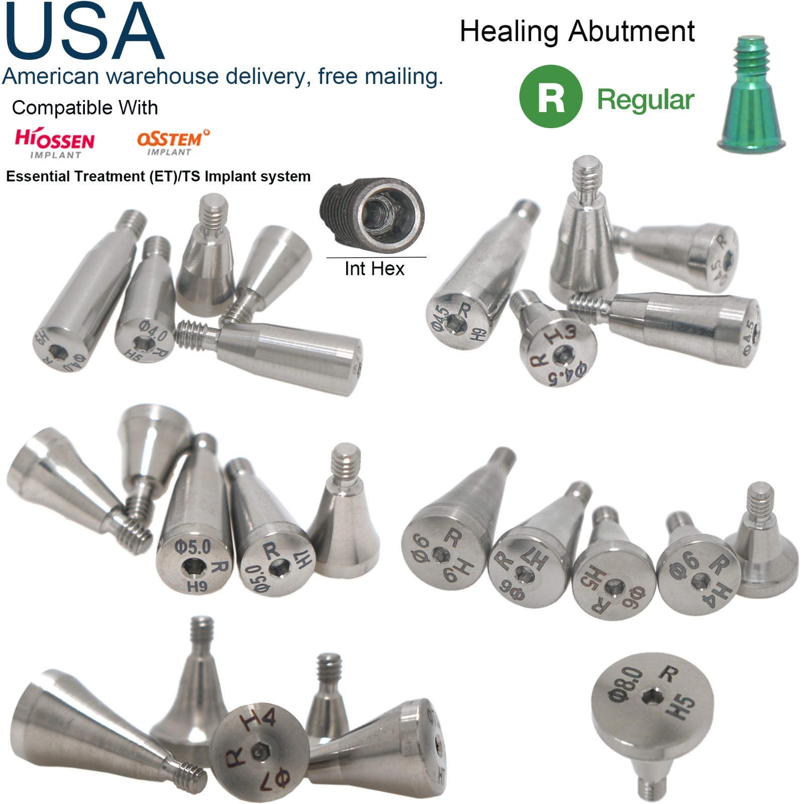 US Mini Regular Hex Platform Dental Healing Abutment Fits Osstem TS Hiossen ET