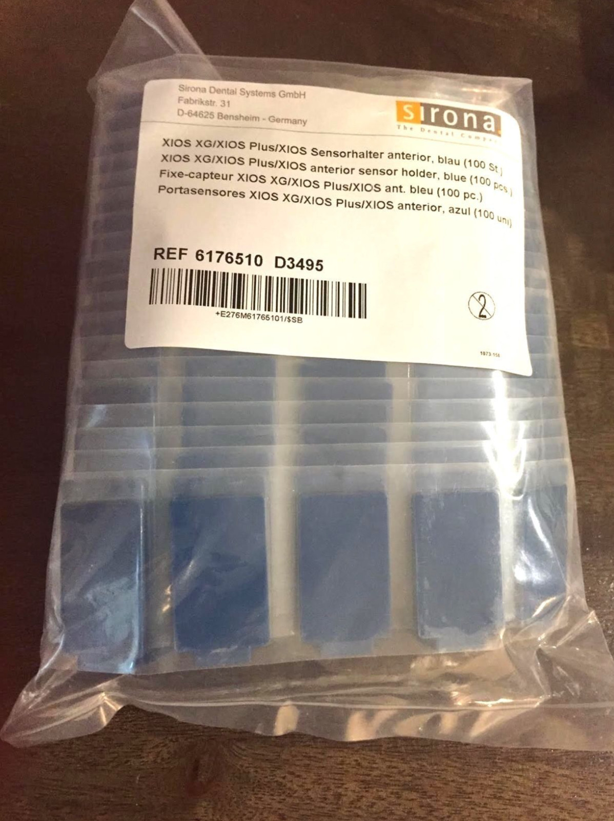 Sirona XIOS PLUS 100 Intraoral Sensor Holder Tabs Blue Anterior Original 6176510