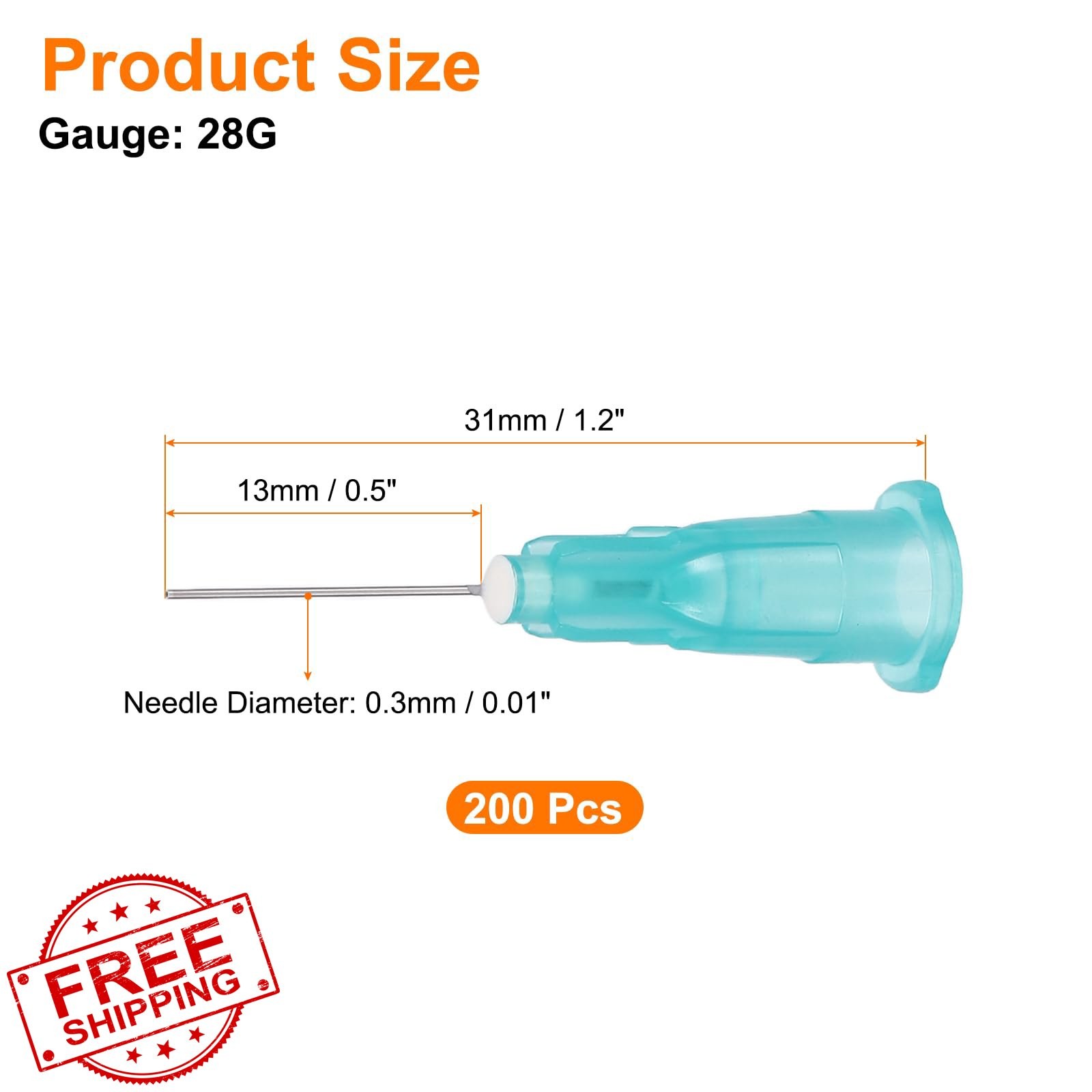 uxcell Blunt Tip Dispensing Needles 200 Pcs 0.5 Inch 28G Sky Blue