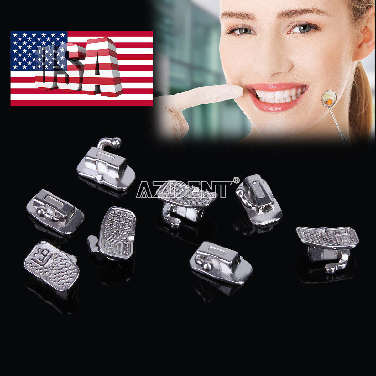 AZDENT Dental Orthodontic 1st Molar Buccal Tube Roth022 Bondable Monoblock U1/L1