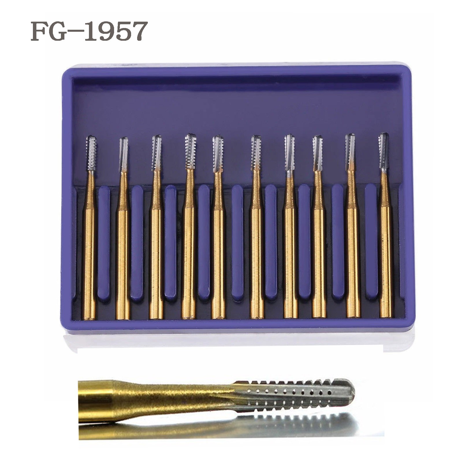 10 Pcs FG-1957 High Speed Dental Tungsten Steel Carbide Crown Metal Cutting Burs