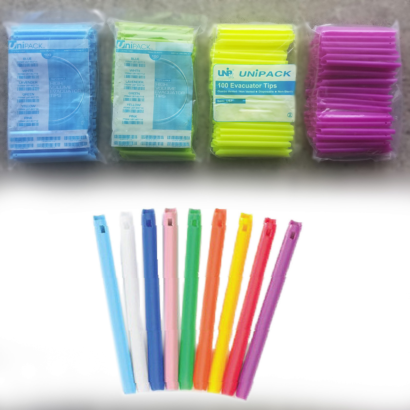 1000 Top Quality HVE COMBO DENTAL EVACUATOR TIPS optional COLORS